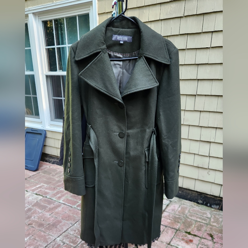 Kenneth Cole Reaction Dark Green Coat Sz 16 EUC - Picture 2 of 8